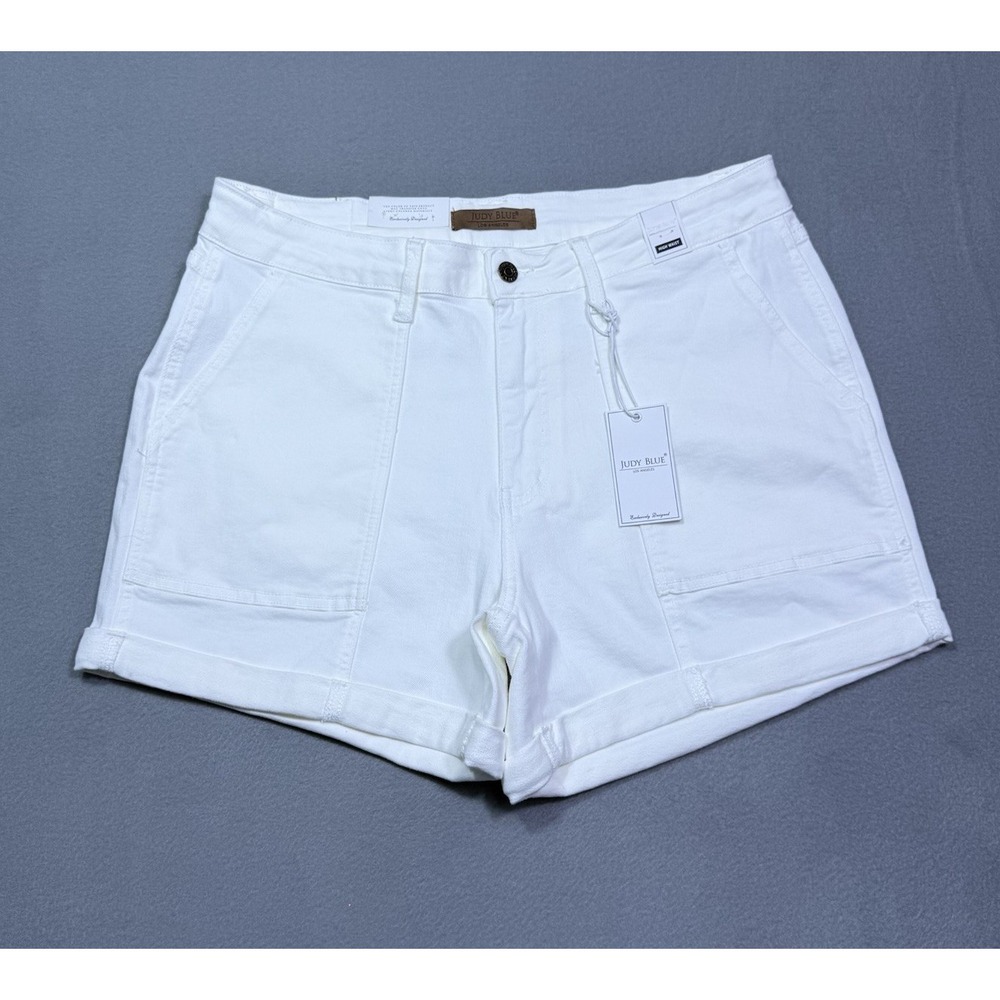 Judy Blue Shorts Womens 1XL (35x4) White HW Aurora Short Normcore Denim USA NEW